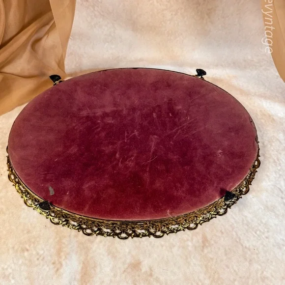 Gold Oval Regency Vanity Mirrored Tray - Picture 6 of 8